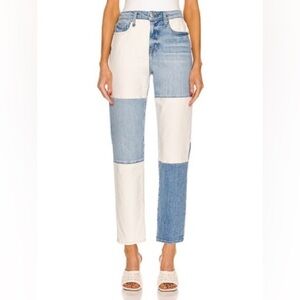 Jonathan Simkhai Trevor Patchwork High Rise Vintage Taper Jeans Silver Lake (29)